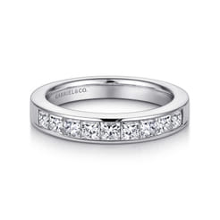 Perugia - 14K White Gold Princess Cut 9 Stone Channel Set Diamond Wedding Band