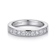 Perugia - 14K White Gold Princess Cut 9 Stone Channel Set Diamond Wedding Band