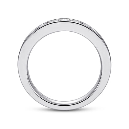 Perugia - 14K White Gold Princess Cut 9 Stone Channel Set Diamond Wedding Band