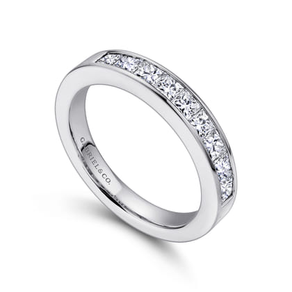 Perugia - 14K White Gold Princess Cut 9 Stone Channel Set Diamond Wedding Band