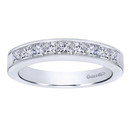 Perugia - 14K White Gold Princess Cut 9 Stone Channel Set Diamond Wedding Band