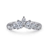 Curved Wedding Ring in 14k White Gold with Pear Natural Diamond at Gabriel & Co.