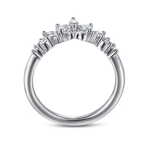 Petra - Curved-14K White Gold Round Pear Shaped and Marquise Diamond Anniversary Band