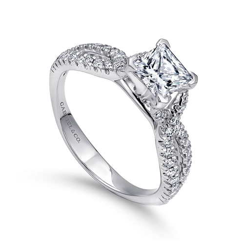Peyton - 14K White Gold Princess Cut Diamond Engagement Ring - 0.3 ct - Shot 3