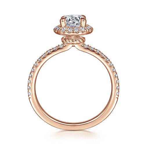 Philippa - 14K Rose Gold Round Halo Diamond Engagement Ring - 0.3 ct - Shot 2