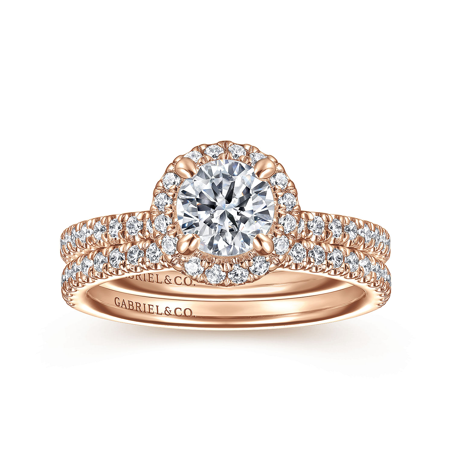 Philippa - 14K Rose Gold Round Halo Diamond Engagement Ring - 0.3 ct - Shot 4