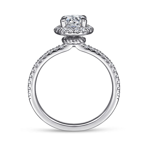 Philippa - 14K White Gold Round Halo Diamond Engagement Ring - 0.3 ct - Shot 2