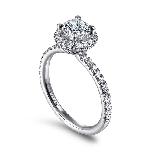 Philippa - 14K White Gold Round Halo Diamond Engagement Ring - 0.3 ct - Shot 3