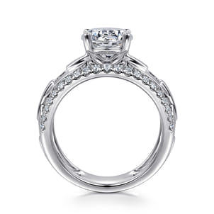 Phoenix - 14K White Gold Wide Band Round Diamond Engagement Ring