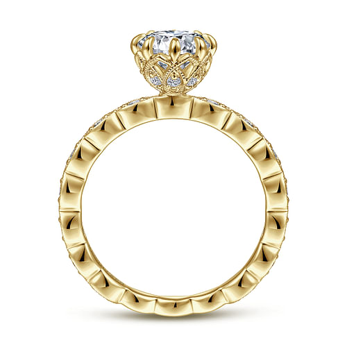 Piazza - Vintage Inspired 14K Yellow Gold Round Diamond Engagement Ring - 0.26 ct - Shot 2