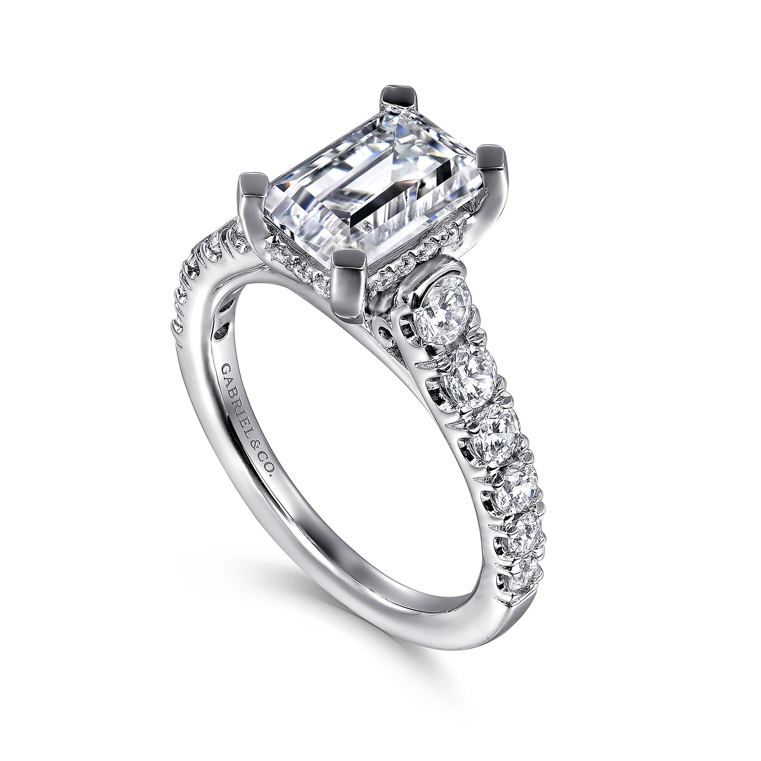 Piper - 14K White Gold Emerald Cut Diamond Engagement Ring