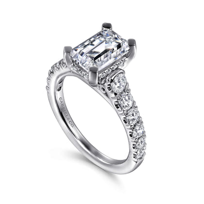 Piper - 14K White Gold Emerald Cut Diamond Engagement Ring