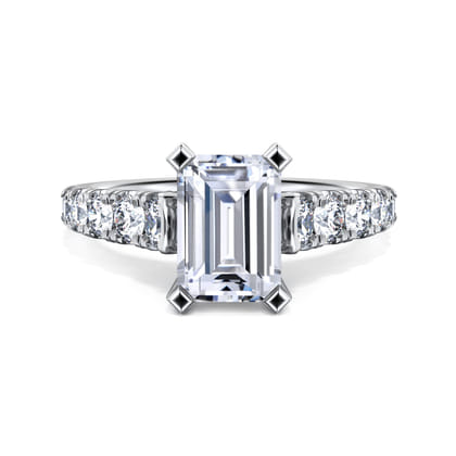 Piper - 14K White Gold Emerald Cut Diamond Engagement Ring