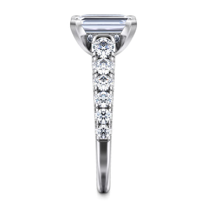 Piper - 14K White Gold Emerald Cut Diamond Engagement Ring