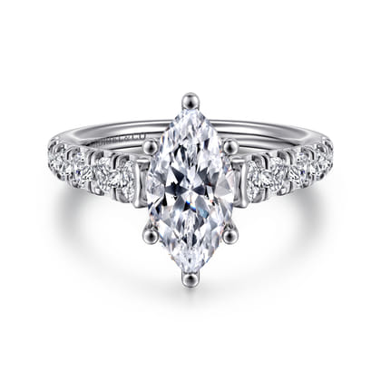 Piper - 14K White Gold Marquise Shape Diamond Engagement Ring
