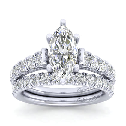 Piper - 14K White Gold Marquise Shape Diamond Engagement Ring