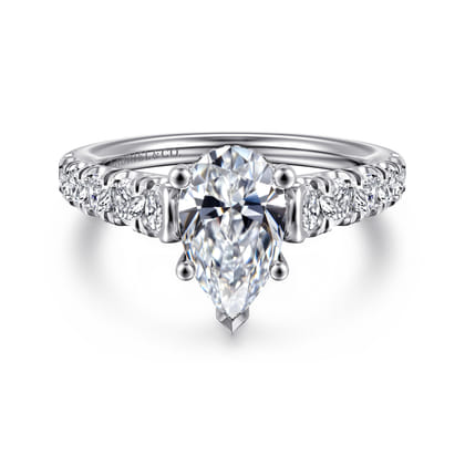 Piper - 14K White Gold Pear Shape Diamond Engagement Ring