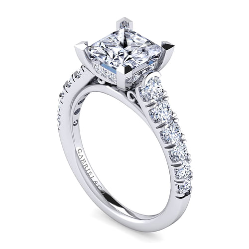 Piper - 14K White Gold Princess Cut Diamond Engagement Ring - 0.77 ct - Shot 3
