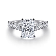 Piper - 14K White Gold Rectangular Radiant Cut Diamond Engagement Ring
