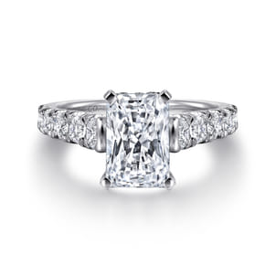 Piper - 14K White Gold Rectangular Radiant Cut Diamond Engagement Ring