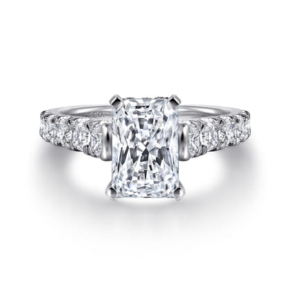 Piper - 14K White Gold Rectangular Radiant Cut Diamond Engagement Ring