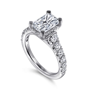 Piper - 14K White Gold Rectangular Radiant Cut Diamond Engagement Ring