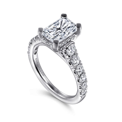 Piper - 14K White Gold Rectangular Radiant Cut Diamond Engagement Ring