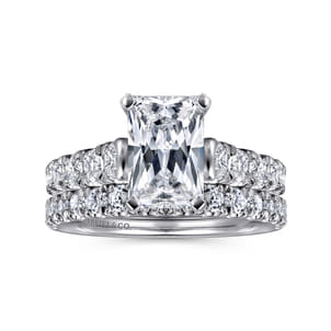 Piper - 14K White Gold Rectangular Radiant Cut Diamond Engagement Ring