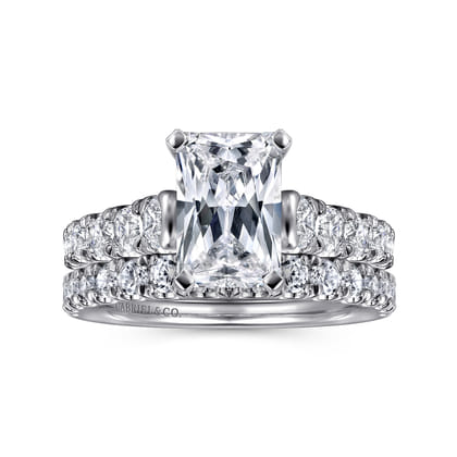 Piper - 14K White Gold Rectangular Radiant Cut Diamond Engagement Ring