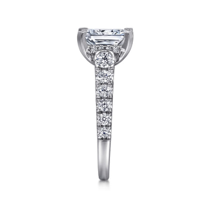 Piper - 14K White Gold Rectangular Radiant Cut Diamond Engagement Ring