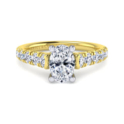 Piper - 14K White-Yellow Gold Oval Diamond Engagement Ring