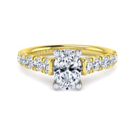 Piper - 14K White-Yellow Gold Oval Diamond Engagement Ring