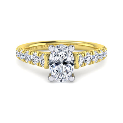 Piper - 14K White-Yellow Gold Oval Diamond Engagement Ring