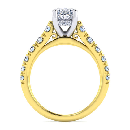 Piper - 14K White-Yellow Gold Oval Diamond Engagement Ring