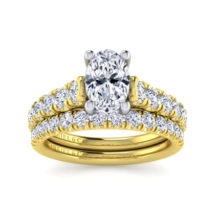 Piper - 14K White-Yellow Gold Oval Diamond Engagement Ring