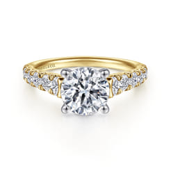 Piper - 14K White-Yellow Gold Round Diamond Engagement Ring
