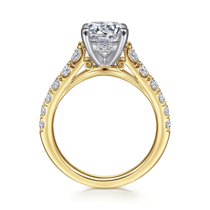 Piper - 14K White-Yellow Gold Round Diamond Engagement Ring