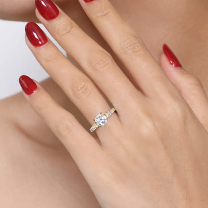 Piper - 14K White-Yellow Gold Round Diamond Engagement Ring