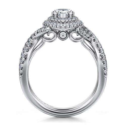Pippa - 14K White Gold Pear Shape Diamond Engagement Ring - 0.6 ct - Shot 2