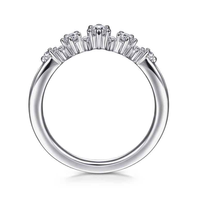 Curved Wedding Ring in Platinum with Round Natural Diamond at Gabriel & Co. - Shot 2