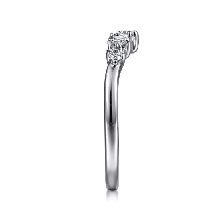Curved Wedding Ring in Platinum with Round Natural Diamond at Gabriel & Co. - Shot 4