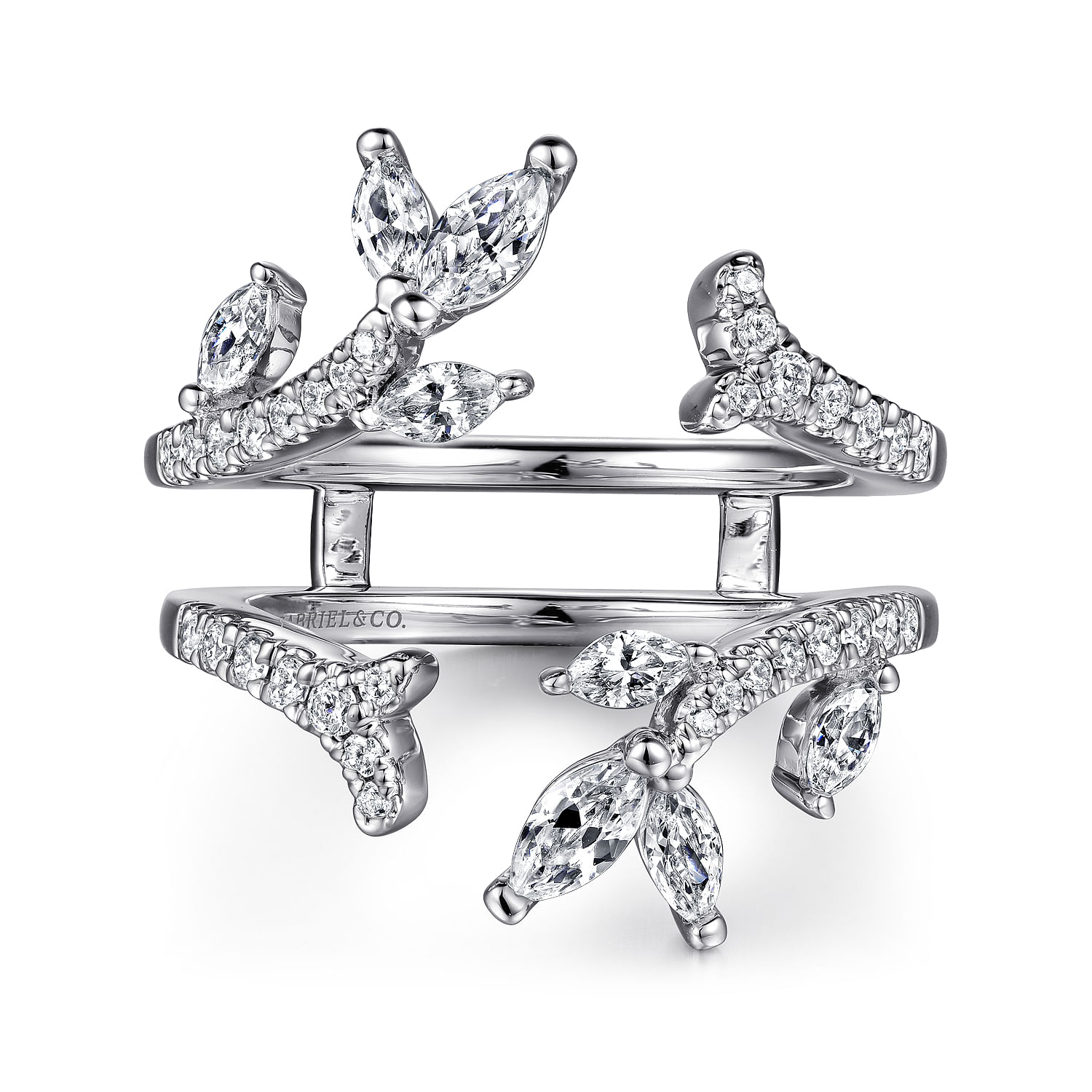 Platinum Gold Marquise and Round Diamond Ring Enhancer