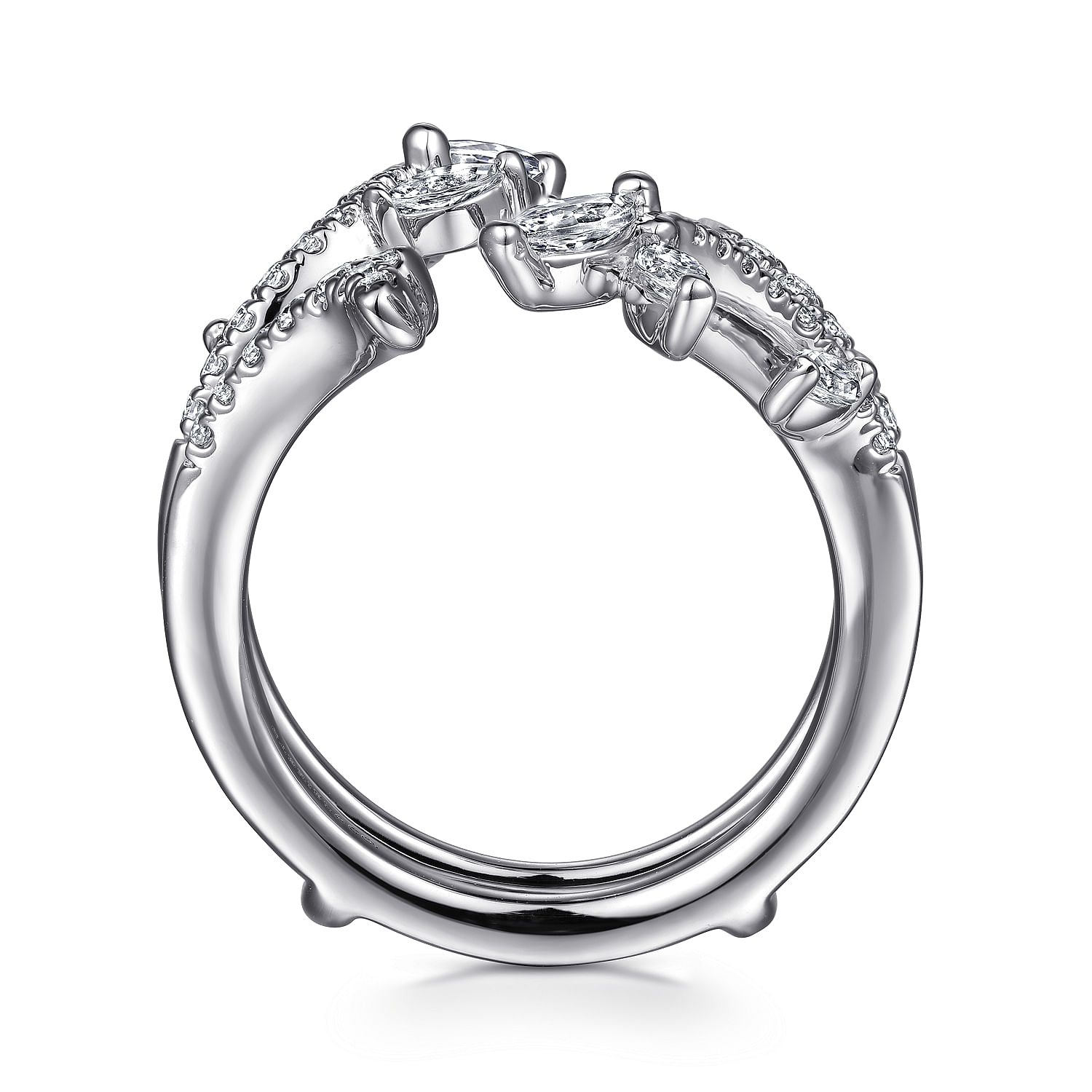 Platinum Gold Marquise and Round Diamond Ring Enhancer