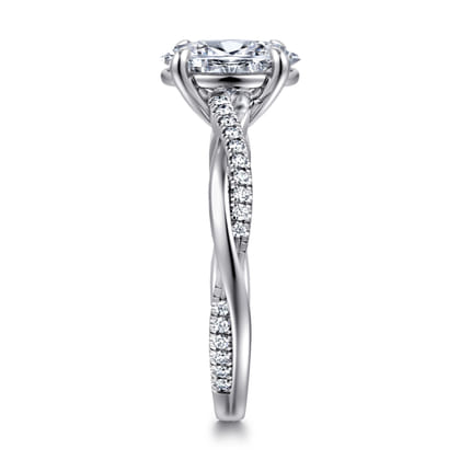 Platinum Oval Twisted Diamond Engagement Ring