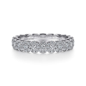 Platinum Round Diamond Halo Anniversary Band