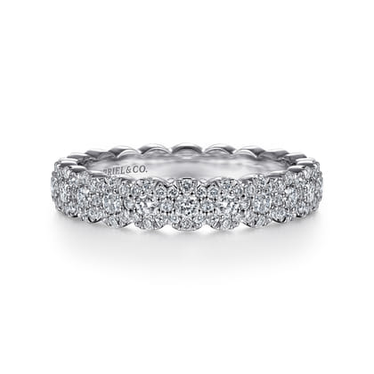 Platinum Round Diamond Halo Anniversary Band