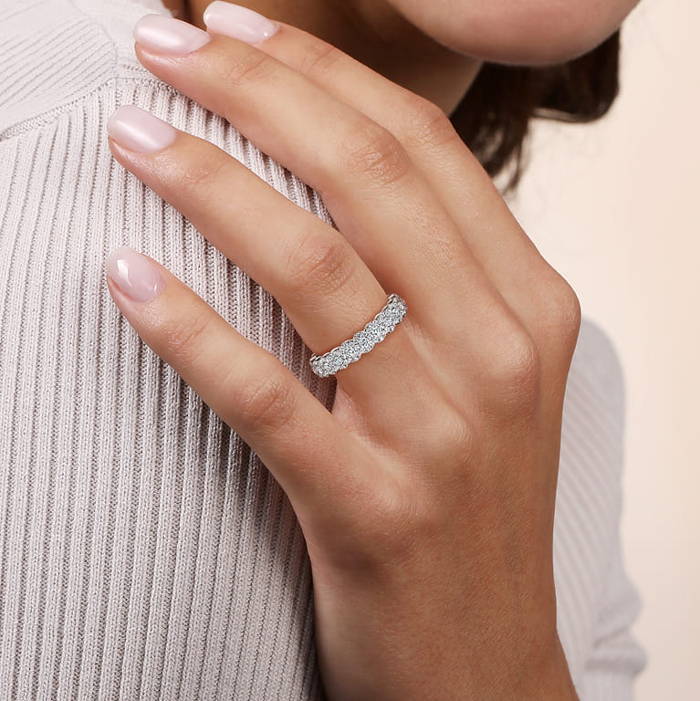 Fancy Wedding Ring in Platinum with Round Natural Diamond at Gabriel & Co. - Shot 5