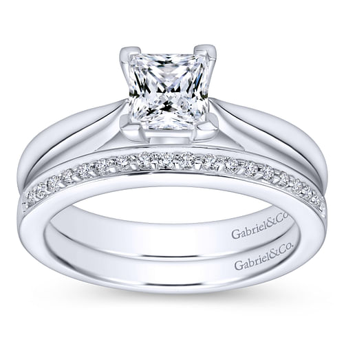 Polly - Platinum Princess Cut Diamond Engagement Ring - 0.02 ct - Shot 4