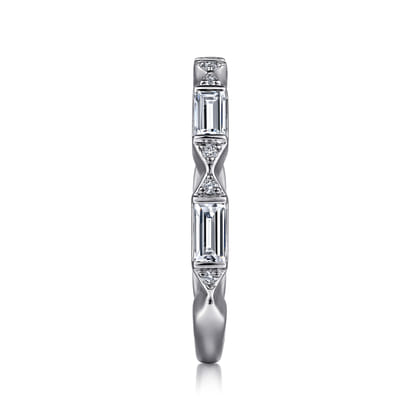 Porta - 14K White Gold Bar Set Baguette and Round Diamond Anniversary Band