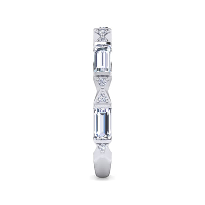 Porta - 14K White Gold Bar Set Baguette and Round Diamond Anniversary Band